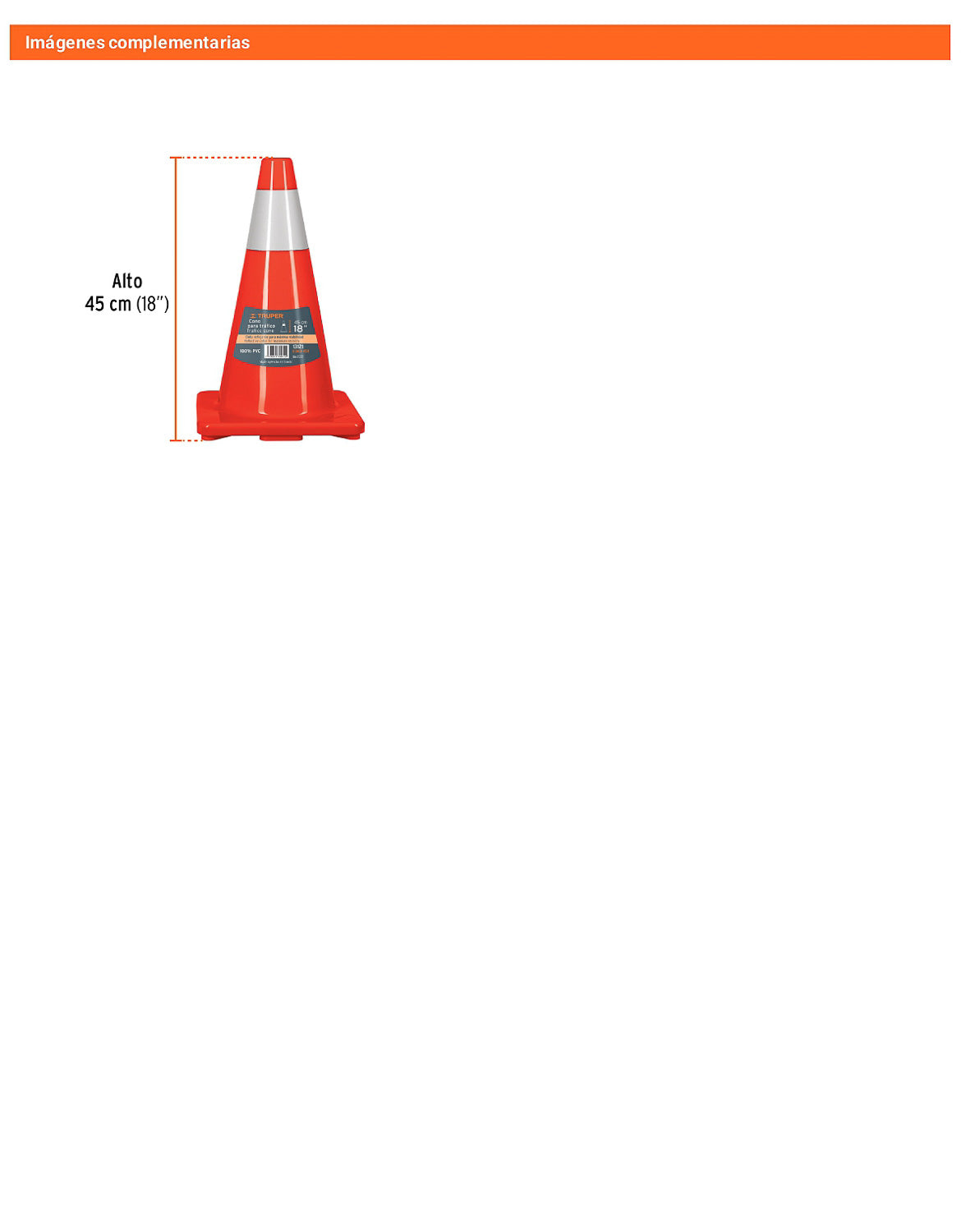 Cono de precaución de 45 cm