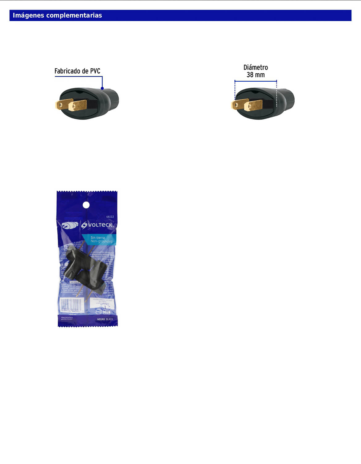 2 clavijas de PVC de 127 V y 15 A en bolsa con 2 piezas