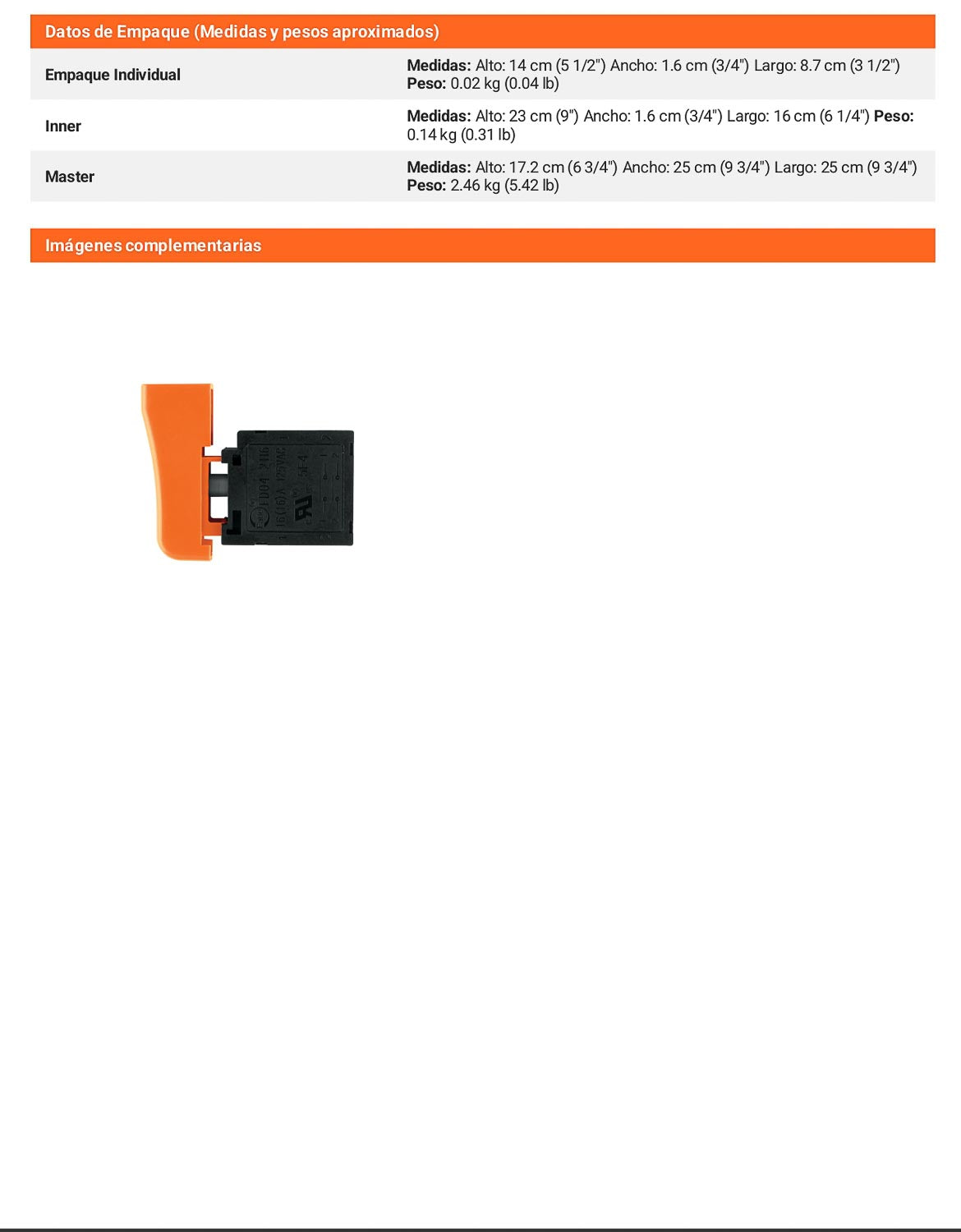 Interruptor de repuesto para ROEL-50N2 TRUPER