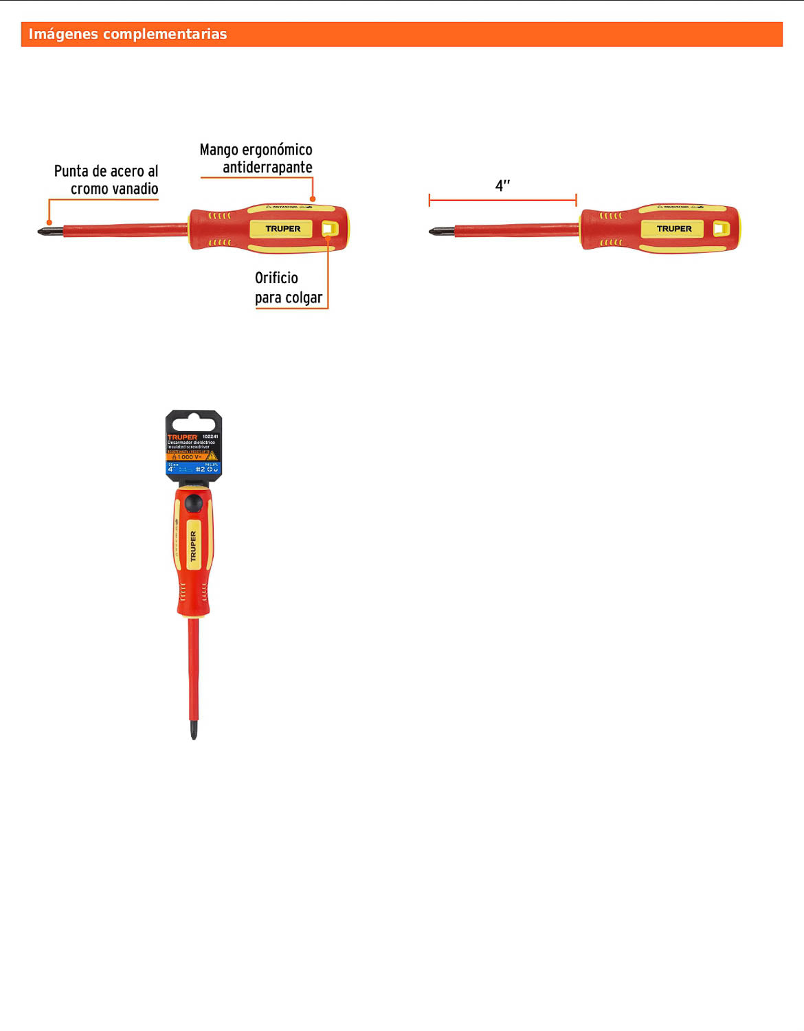 Desarmador dieléctrico de cruz de PH2 x 4