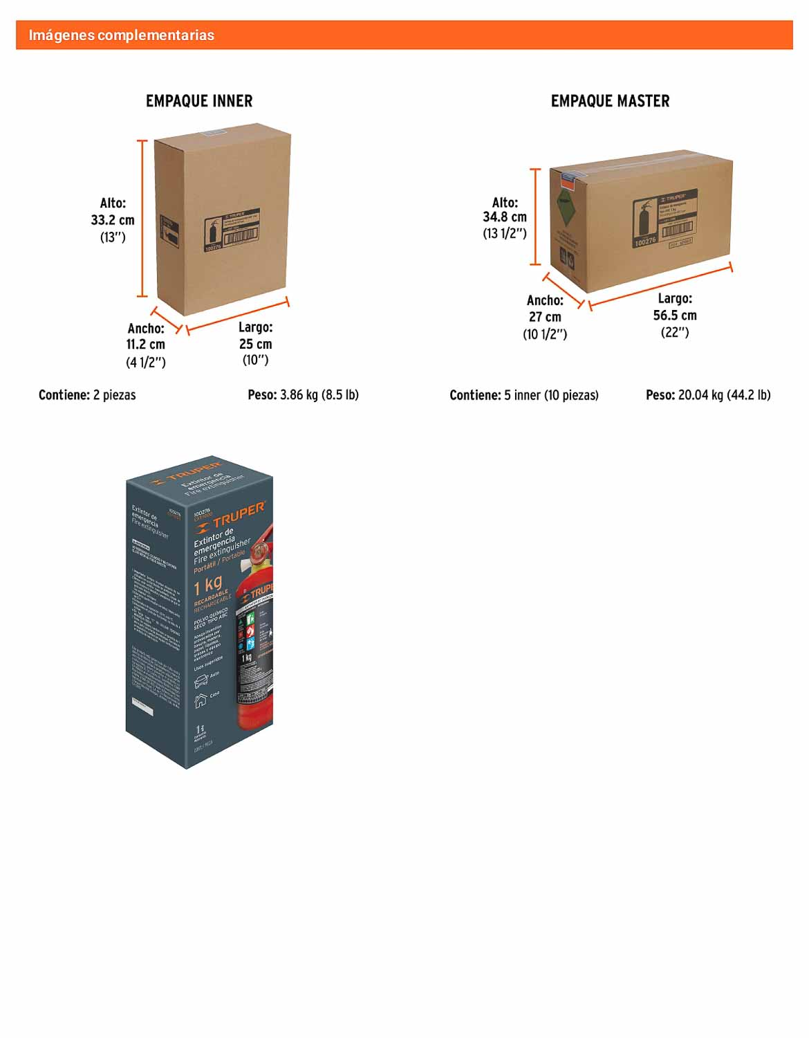 Extintor portátil recargable 1 kg polvo