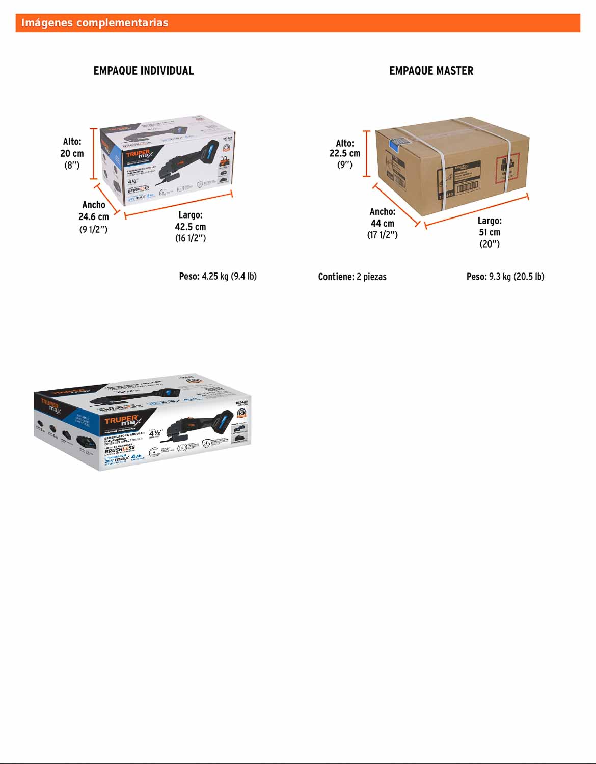 Esmeriladora inalámbrica de 4-1/2 in con batería 20 V