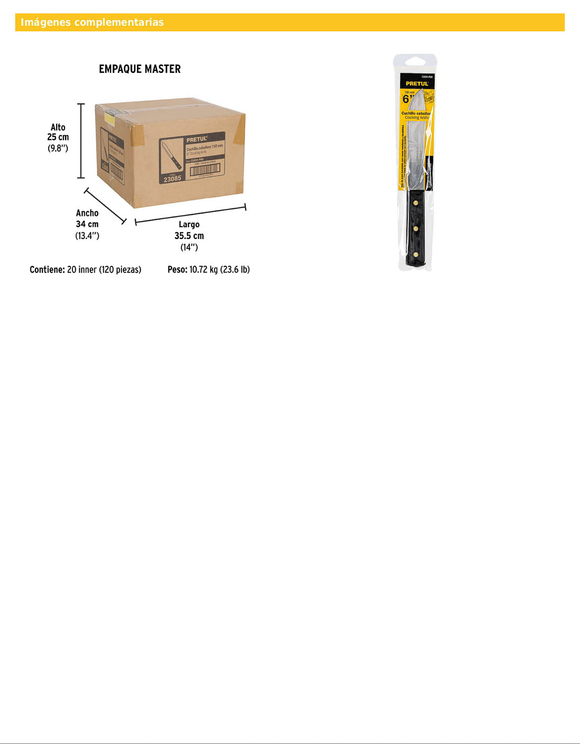 Cuchillo cebollero de 6 pulgadas con mango de polipropileno