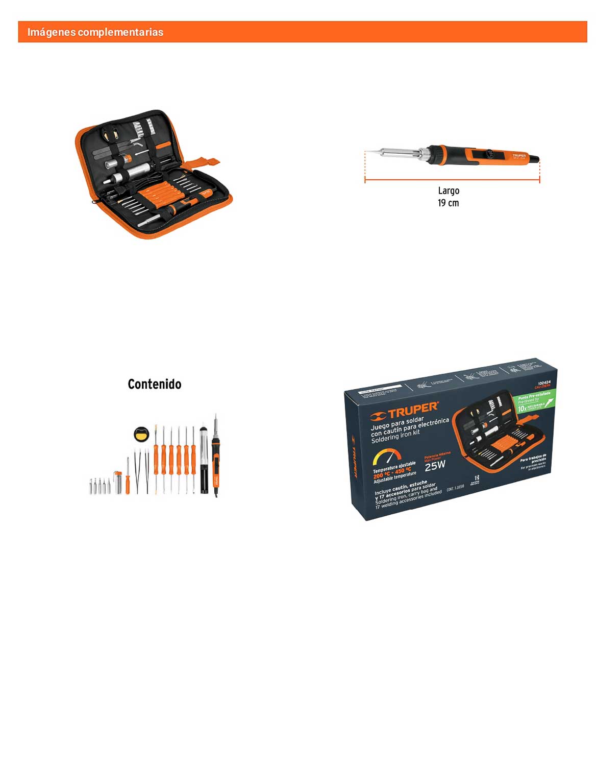 Kit de soldadura electrónica con cautín de 25 W y temperatura regulable