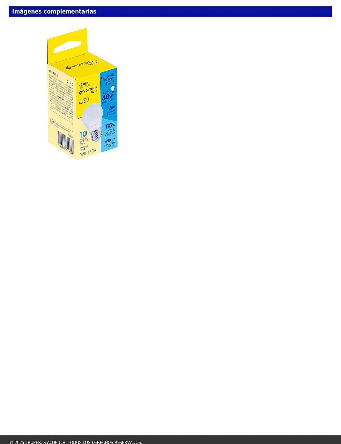 Foco LED 5W G45 6500K blanca fría 450 lm BASIC