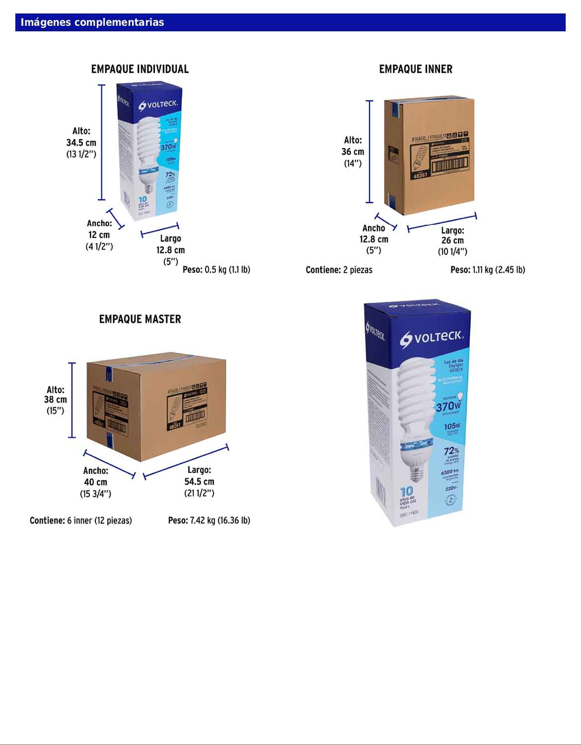 Lámpara espiral de 105 W con base E39 y luz de día