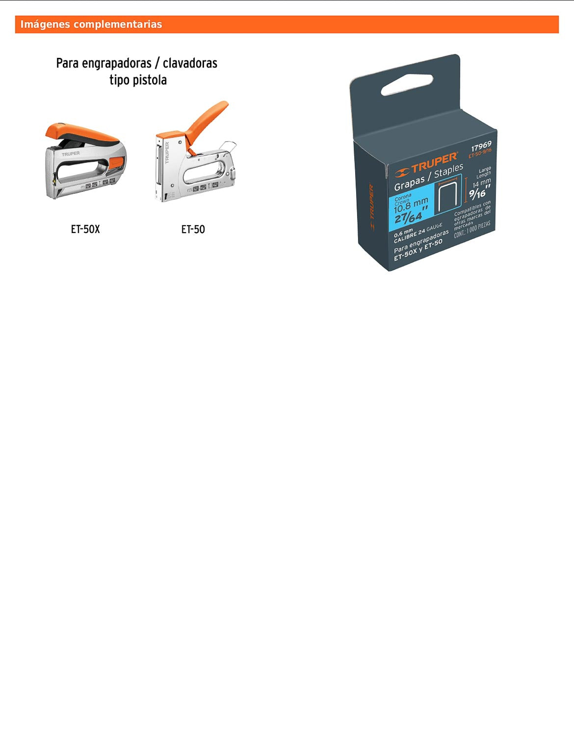 Grapas de 9/16 pulgadas con corona de 10.6 mm para engrapadoras tipo pistola