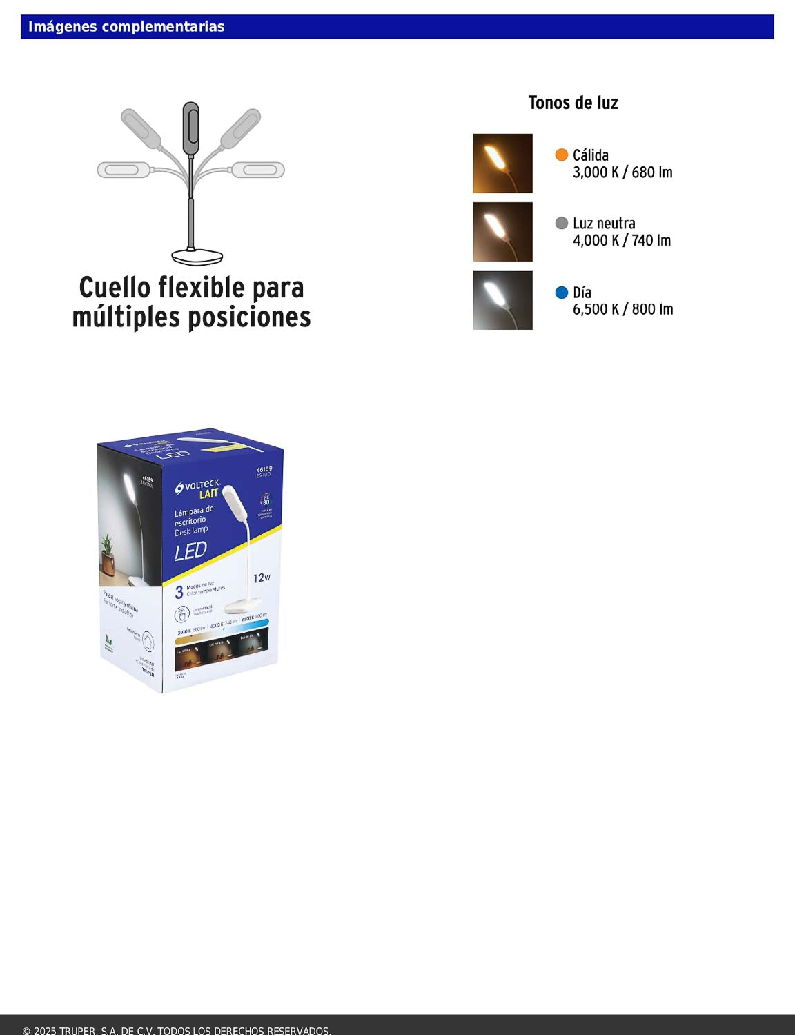 Lámpara LED de 5 W con cuello flexible para escritorio