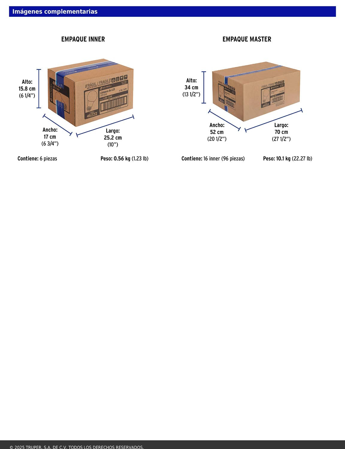 Foco LED 18W A25 6500K blanca fría 1900 lm