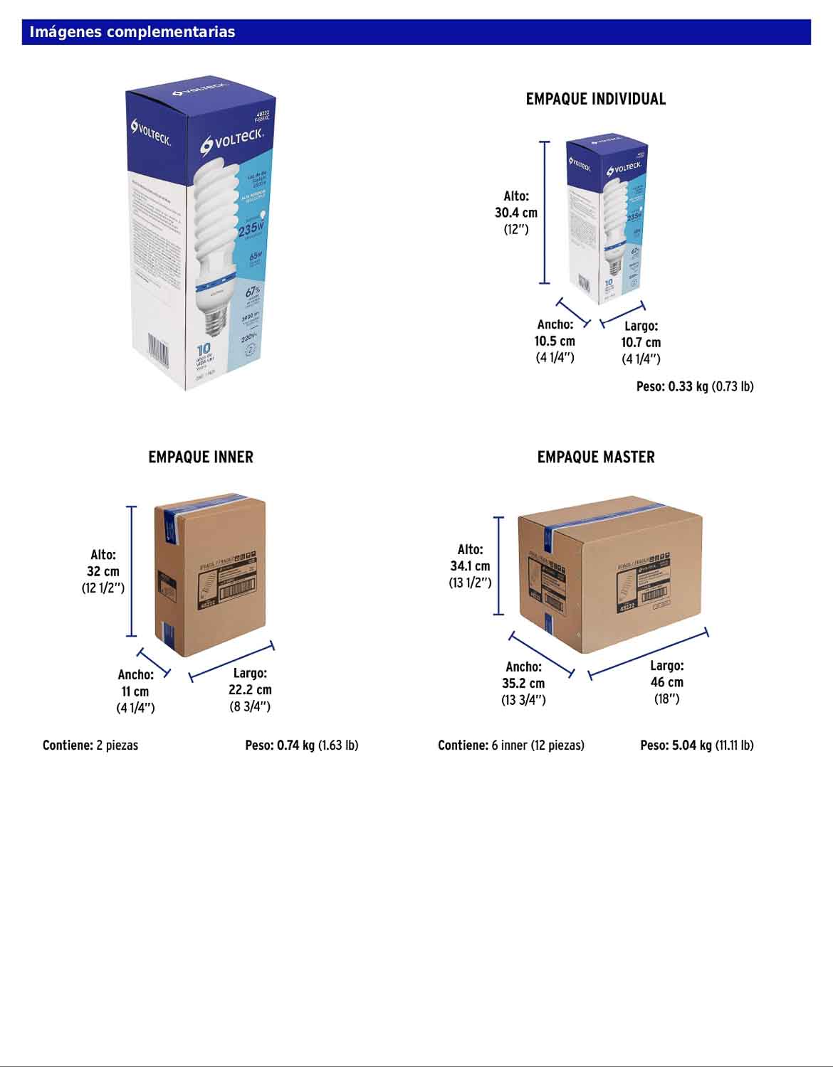 Lámpara espiral de 65 W con base E39 y luz de día