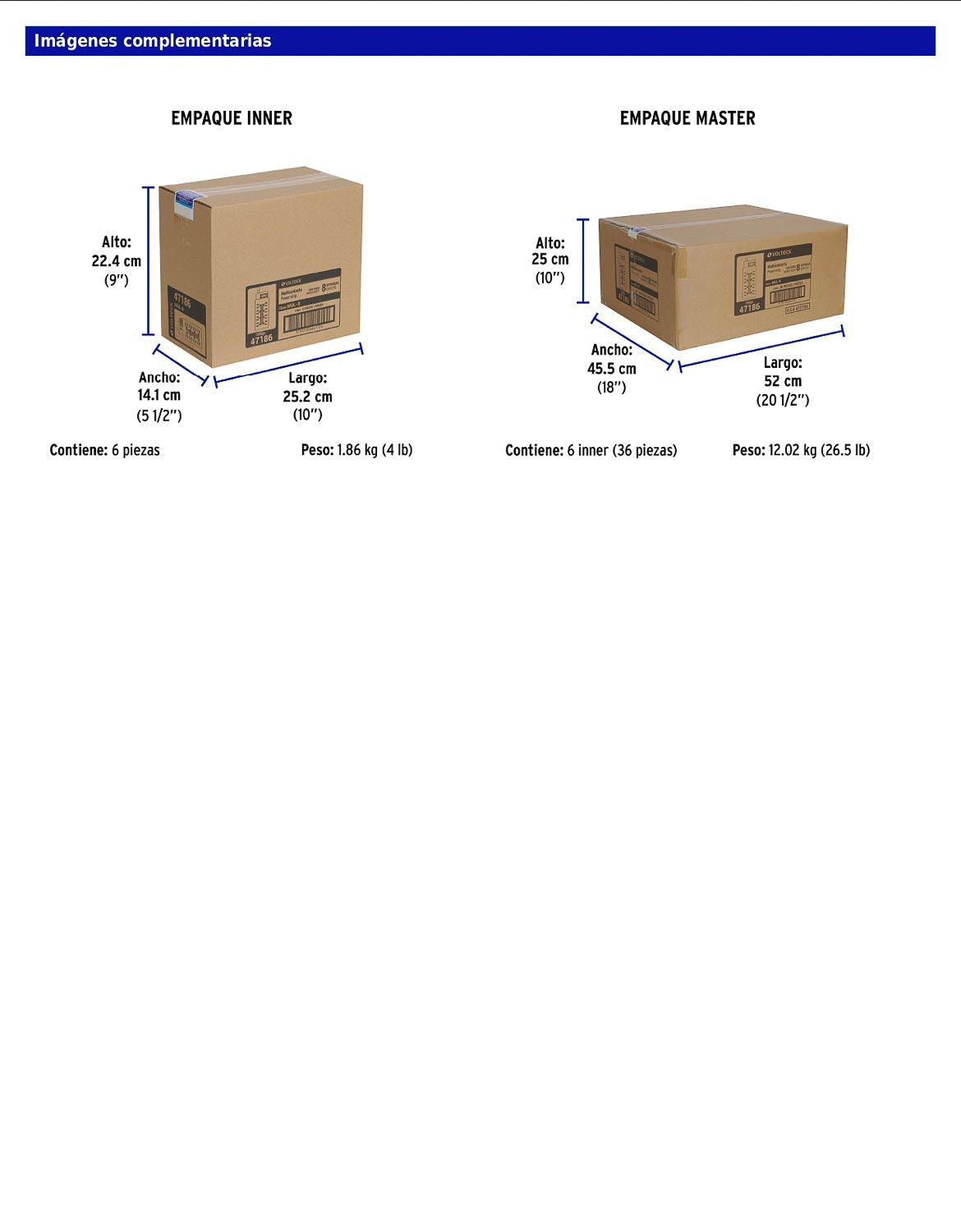 Regleta multicontacto de 8 entradas calibre 14 AWG para uso rudo