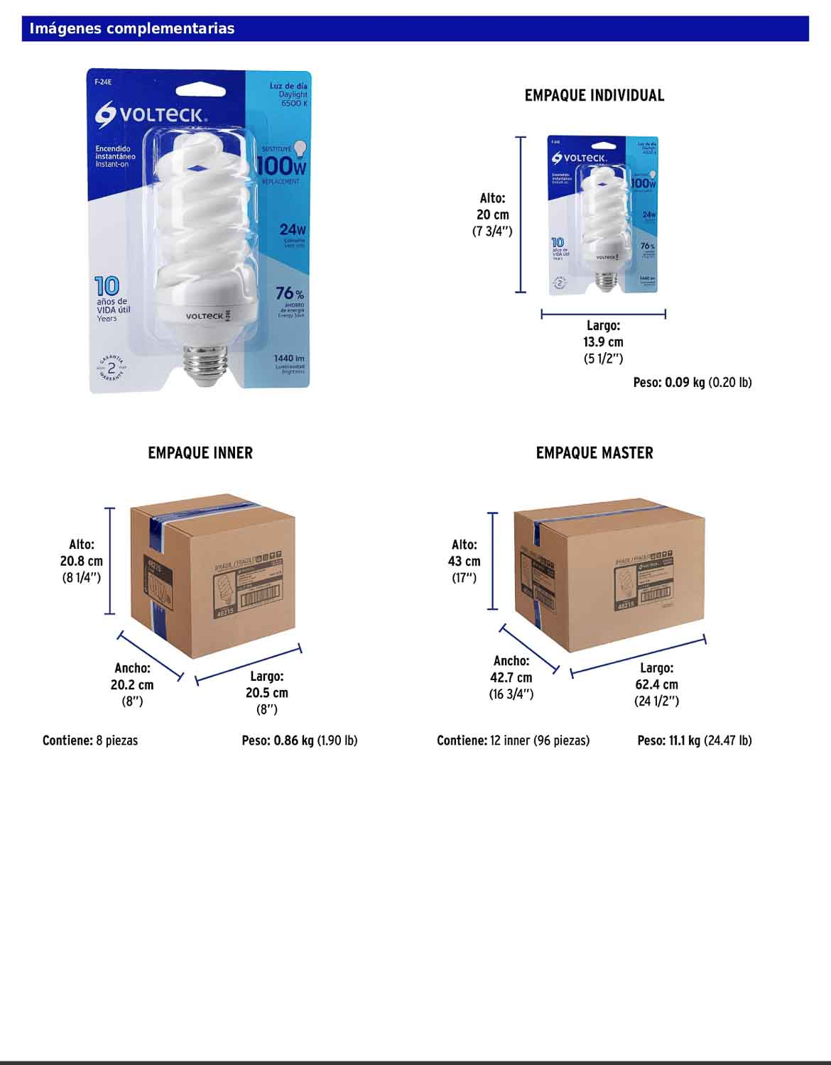 Lámpara espiral T4 de 24 W con luz de día