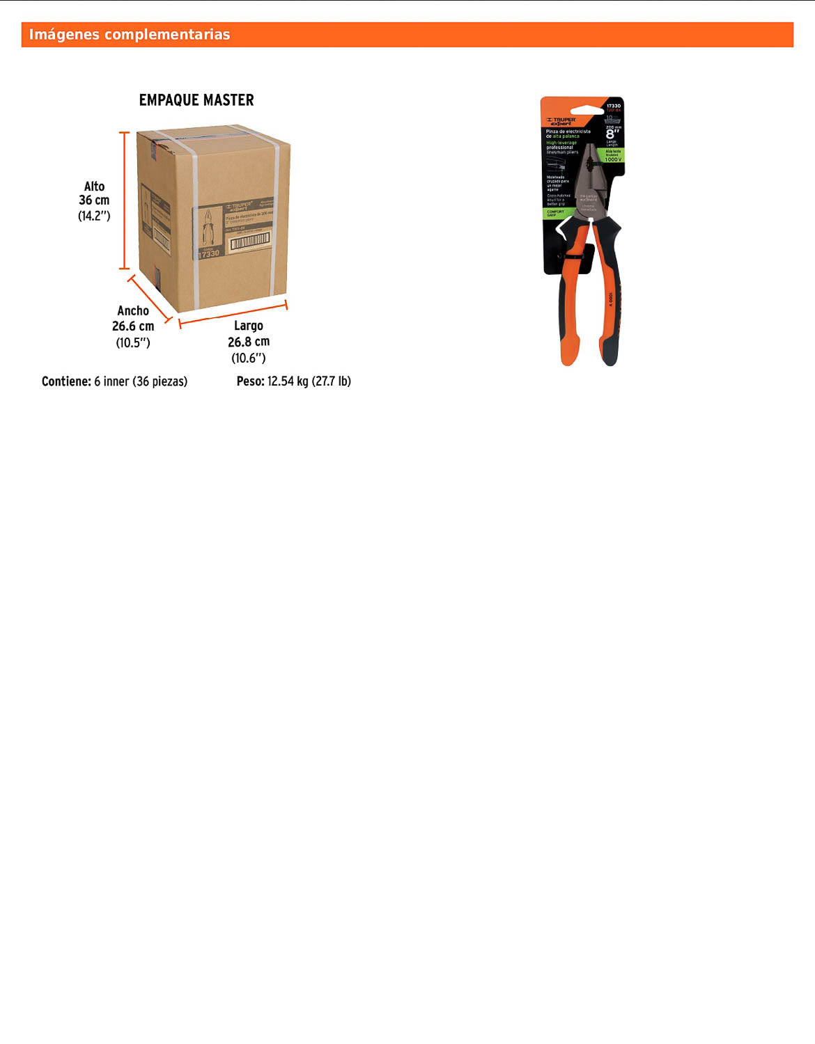 Pinza para electricista 8" alta palanca con mango Comfort Grip