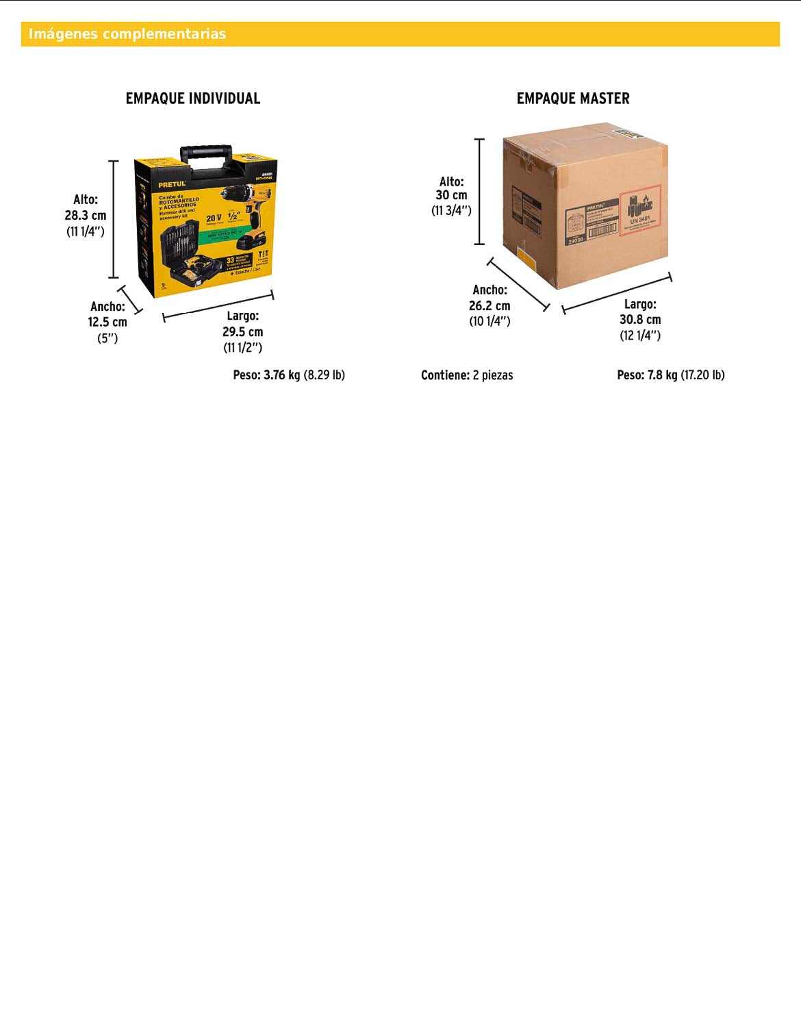 Kit de rotomartillo inalámbrico de 1/2 in con batería 20 V y 32 accesorios