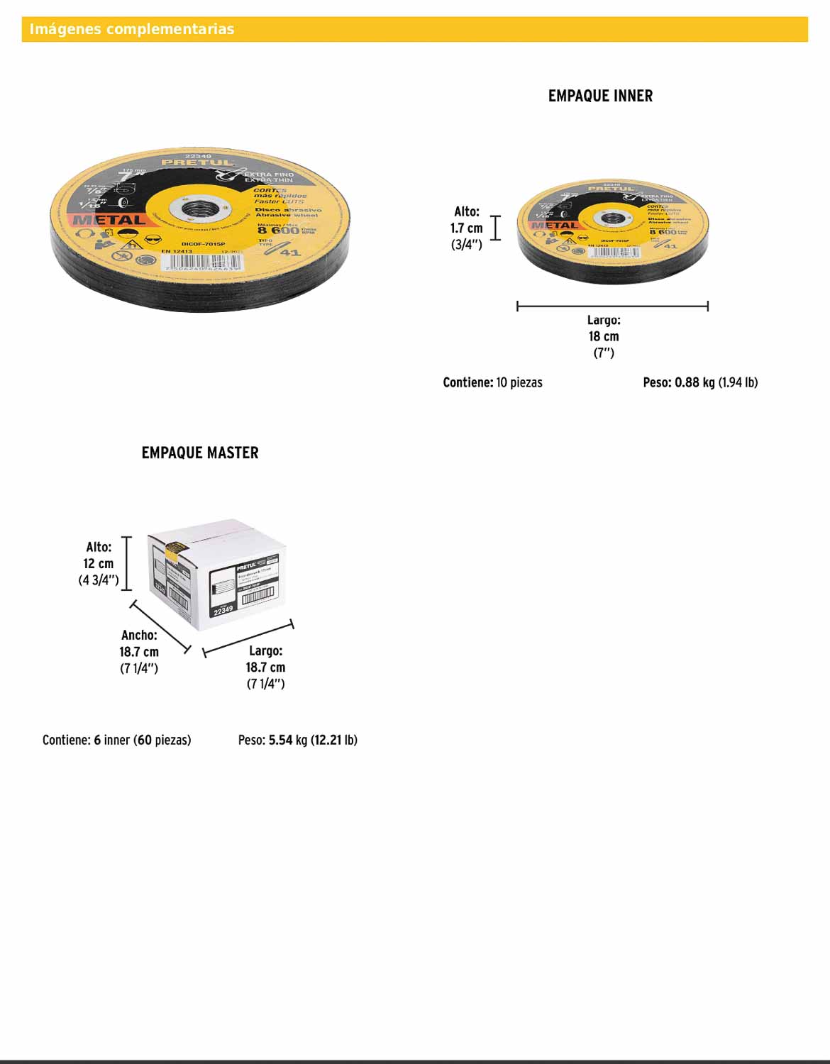 Disco de corte fino para metal de 7 pulgadas con espesor de 1.5 mm