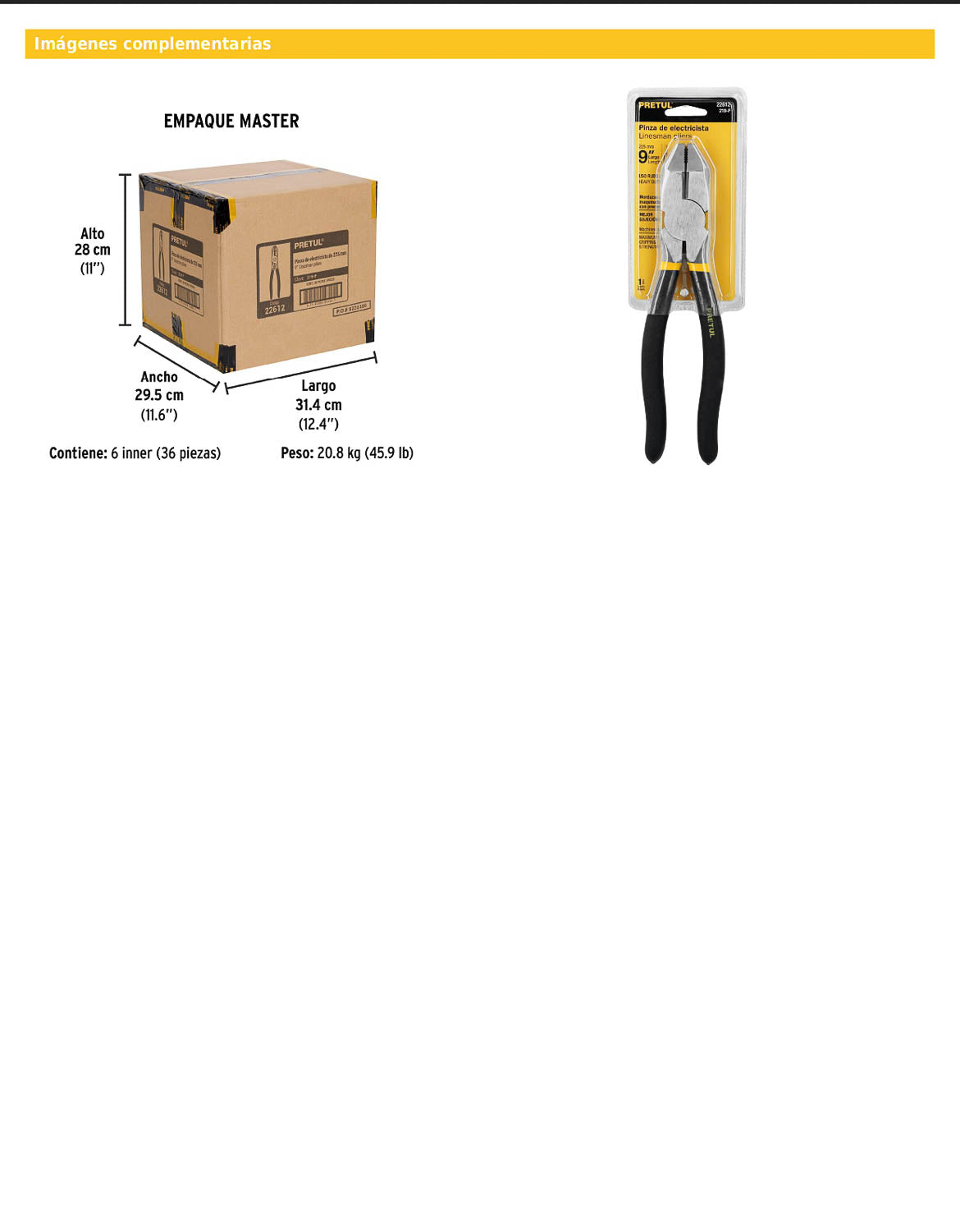 Pinza para electricista de 23 cm uso rudo con mango de PVC