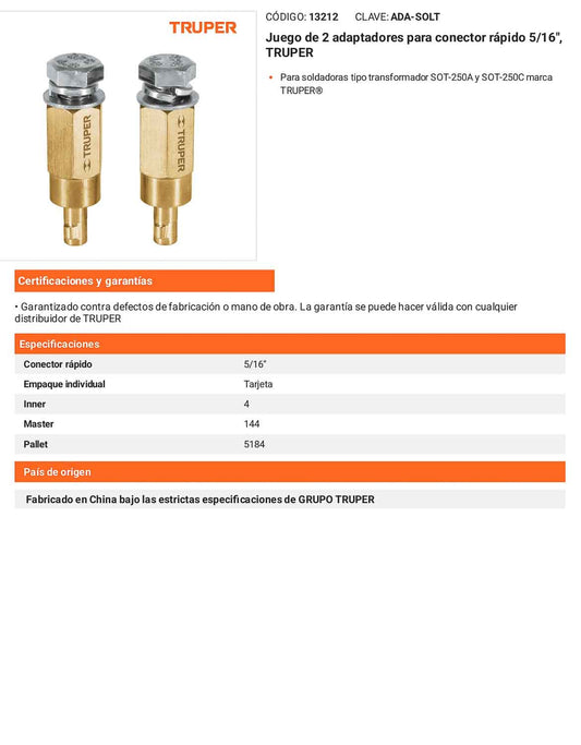 Juego de 2 adaptadores para conector rápido