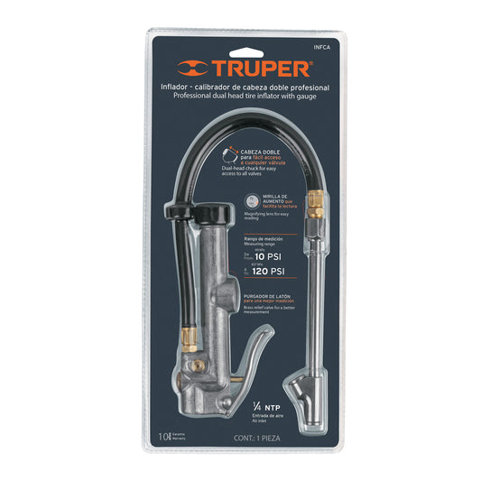 Inflador calibrador de cabeza doble profesional