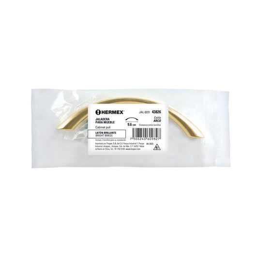 Jaladera 96mm línea Arco latón brillante