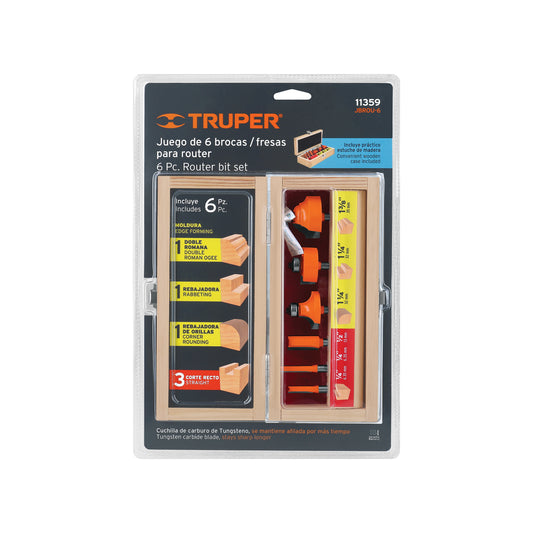 Juego de 6 brocas para router con estuche