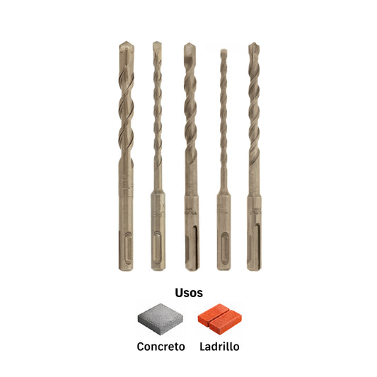 Juego de 5 brocas para concreto SDS Plus · vista 2