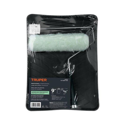 Kit de rodillo para pintar de 9 pulgadas con maneral charola y felpa