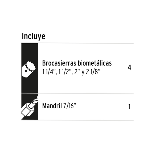 Juego 4 brocasierras bimetalicas con mandril pequeñas