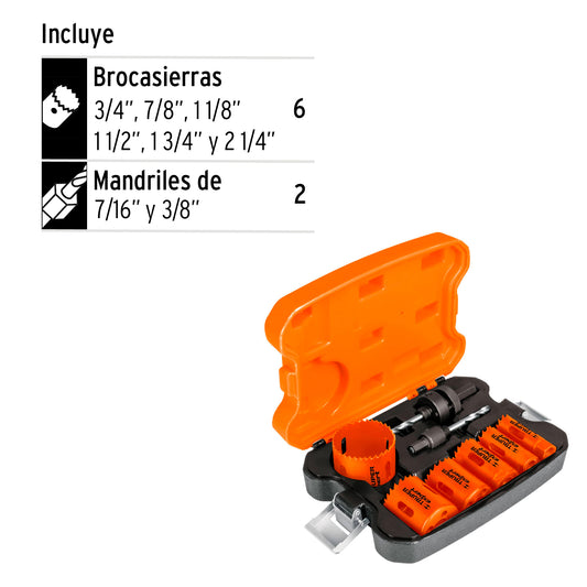 Juego 6 brocasierras bimetalicas con mandril