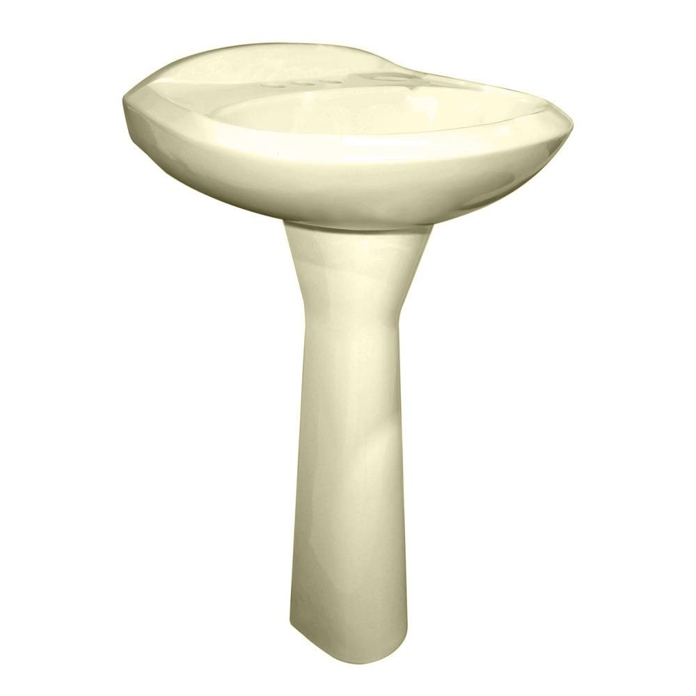 Lavamanos ovalado con pedestal blanco hueso