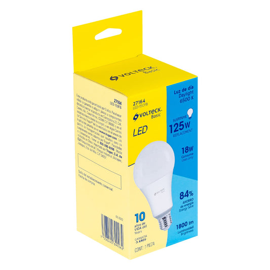 Foco LED 18W A25 6500K blanca fría 1800 lm BASIC