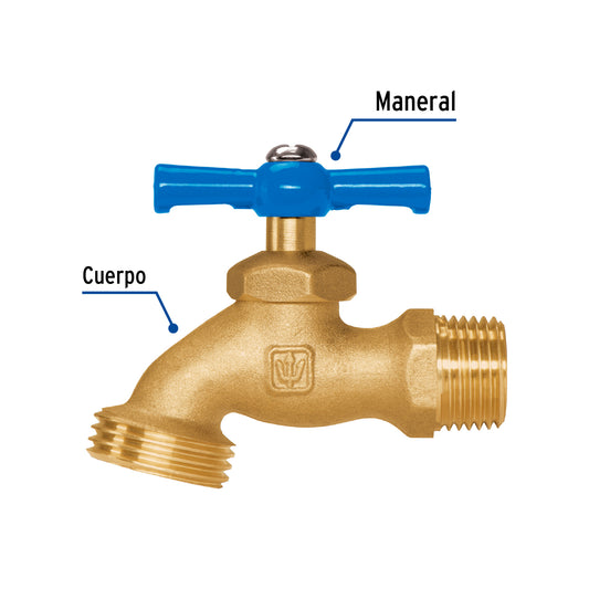 Llave para manguera de latón de 120 g con entrada de 1/2 pulgada en blíster