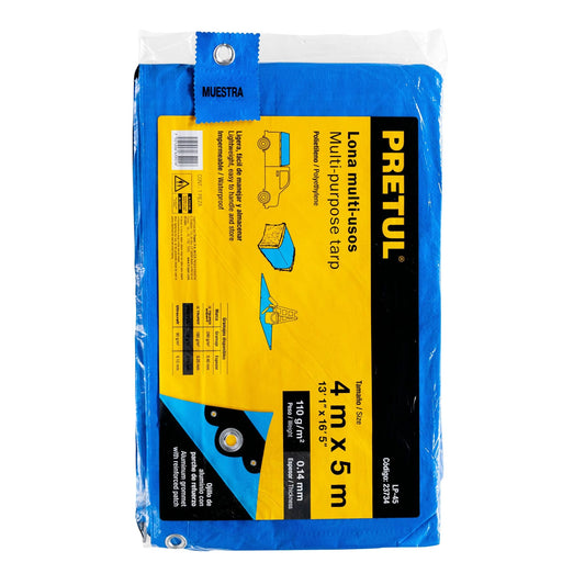 Lona Polietileno 4x5 m Azul 110g