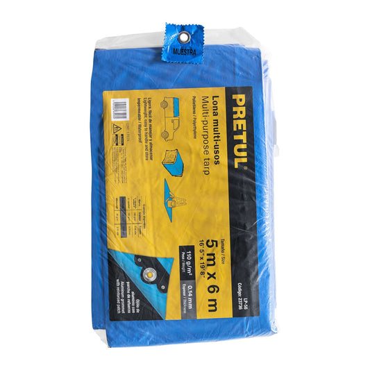 Lona Polietileno 5x6 m Azul 110g PRETUL