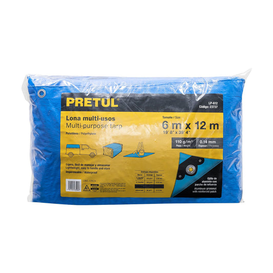 Lona Polietileno 6x12 m Azul 110g