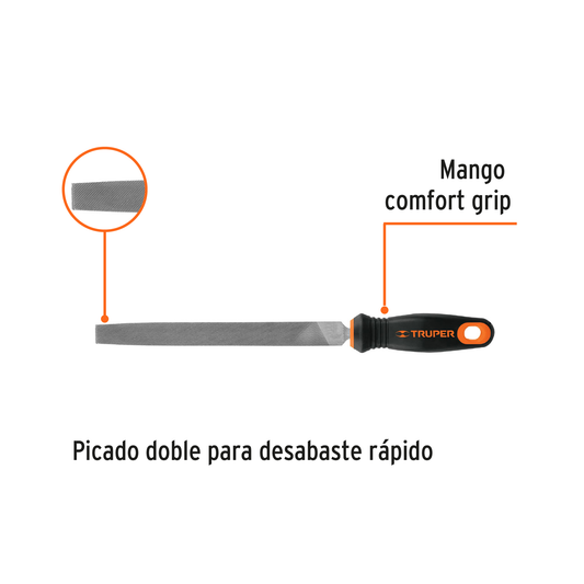 Lima Plana Bastarda 8 pulg Comfort Grip