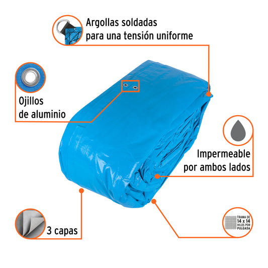 Lona Polietileno Reforzada 12x17 m Azul 180g