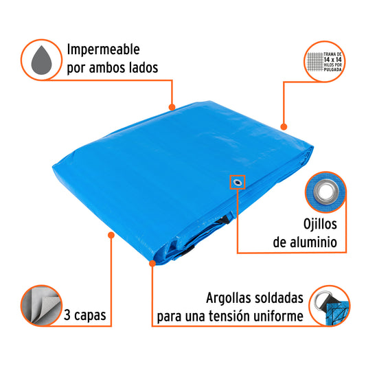 Lona Polietileno Reforzada 6x9 m Azul 180g