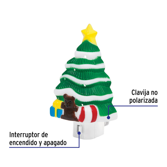 Luz de noche con lámpara E12 con figura de árbol de Navidad