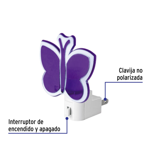 Luz de noche con lámpara E12 con figura de mariposa