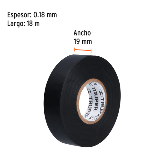 Cinta aislante 18 m x 19 mm negra