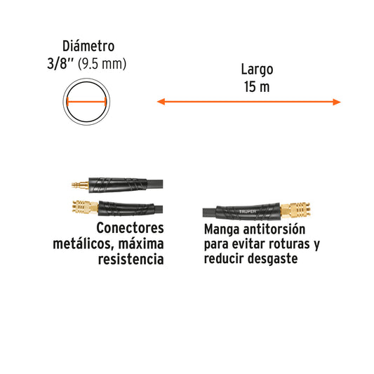 Manguera híbrida compresor 15 m 3/8 pulg