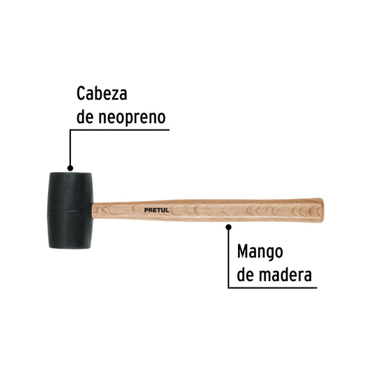 Mazo de hule de 24 oz con mango de madera