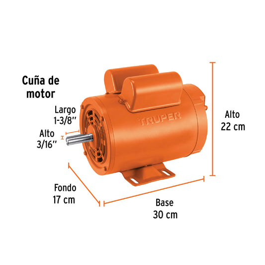 Motor eléctrico monofásico de 1 1/2 HP, baja velocidad · vista 2