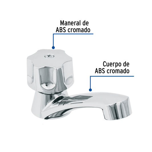 Llave individual para lavabo de ABS con cartucho cerámico y maneral hexagonal