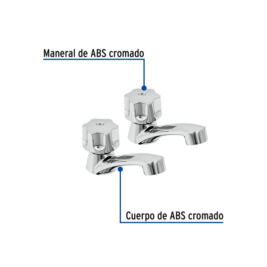 Juego de llaves individuales para lavabo de ABS con maneral hexagonal y cartucho cerámico