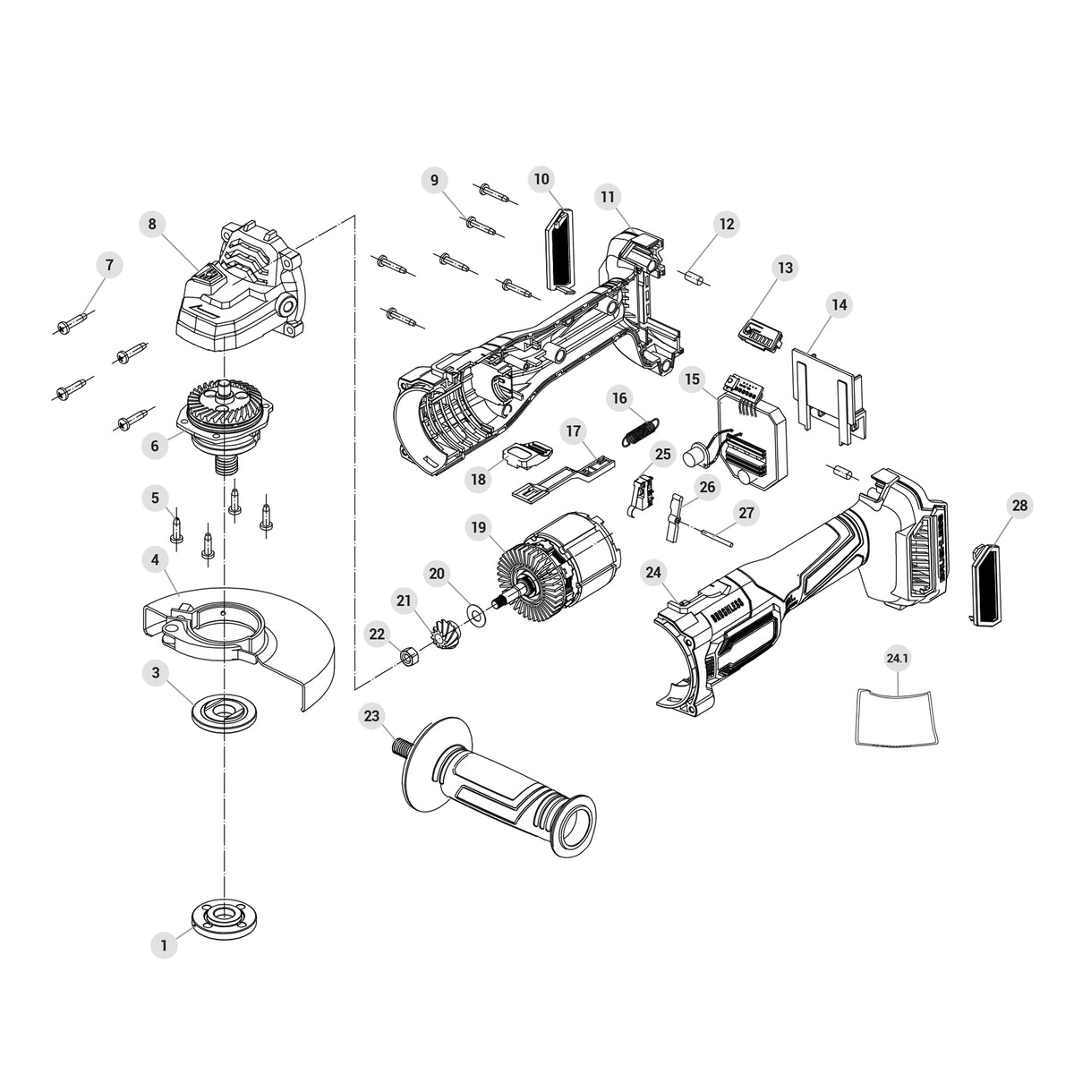 Esmeriladora 4-1/2", 20V, sin accesorios · vista 7