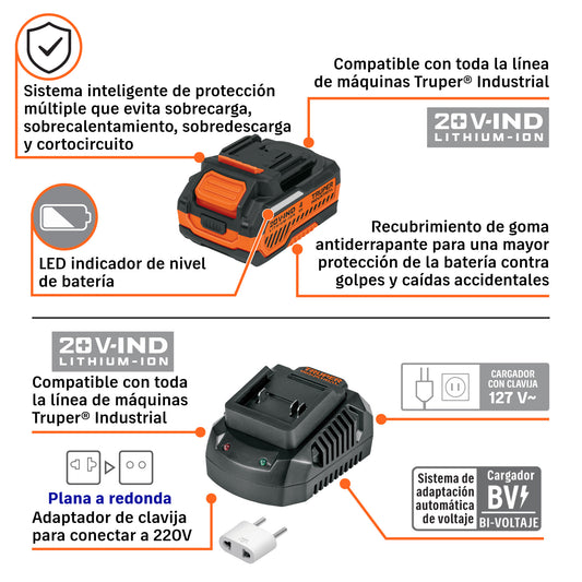 Rotomartillo SDS Plus/destornillador 20V,2.2J,2 baterías 4Ah · vista 2