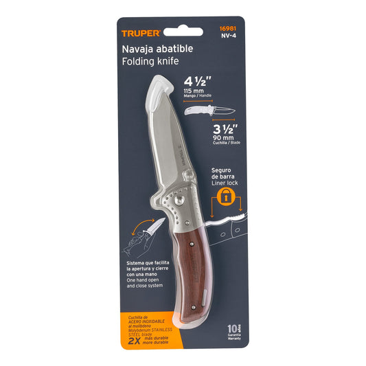 Navaja abatible con mango de madera