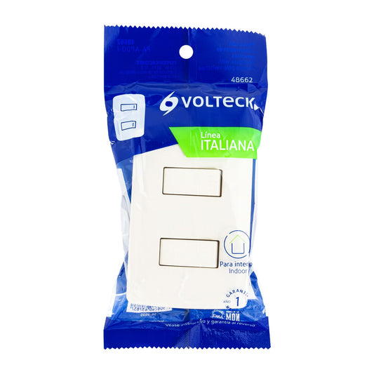 Placa armada de 2 interruptores sencillos con línea italiana