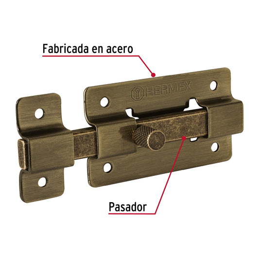 Pasador de barra plana 3", latón antiguo · vista 2